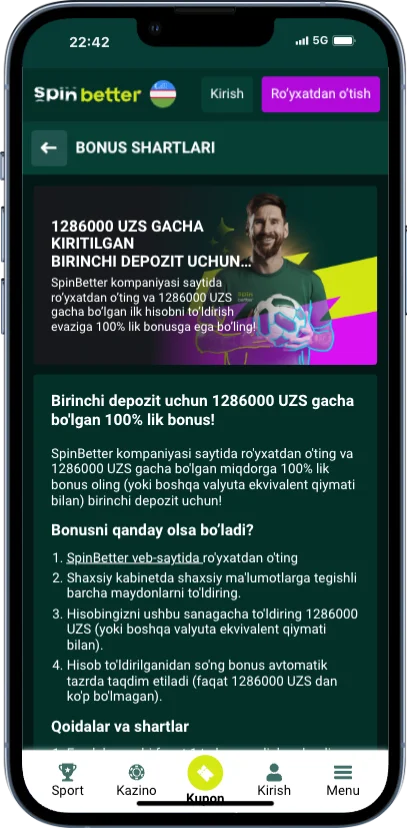 Приветственный бонус в Spinbetter
